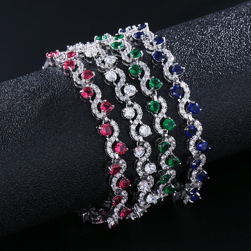 UILZ 4 цвета модные синие кубические циркониевые хрустальные теннисные браслеты