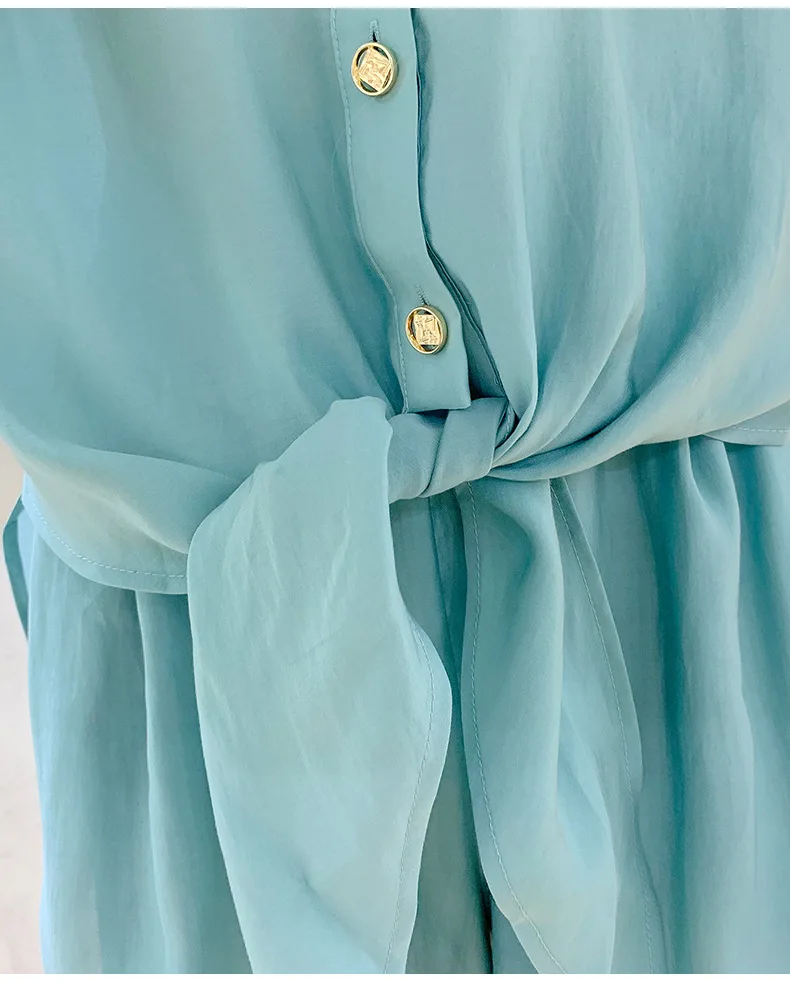 

Fashion Tencel Shorts Two Piece Suit Women's 2021 Summer New Printed Shirt Short Sleeve Blouse + Casual Loose Wide Leg Pants