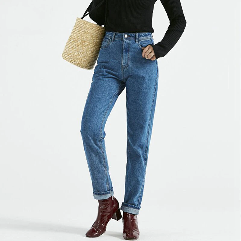 Jeans Women Pant Retro AA High Waist Loose Pants For Haren Jean Femme Denim Trousers jeans mujer 2019 |