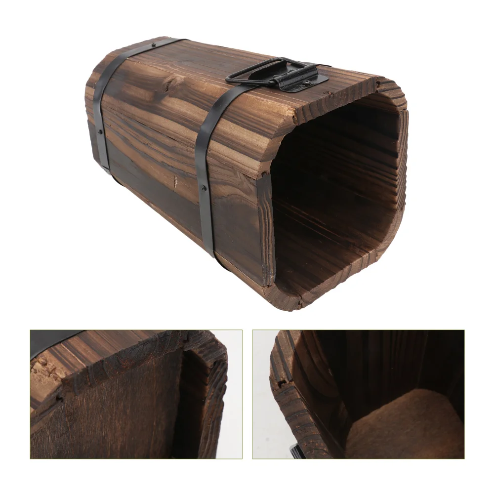 

1Pc Wooden Succulent Plant Pot Creative Bonsai Flower Pot Home Decoration