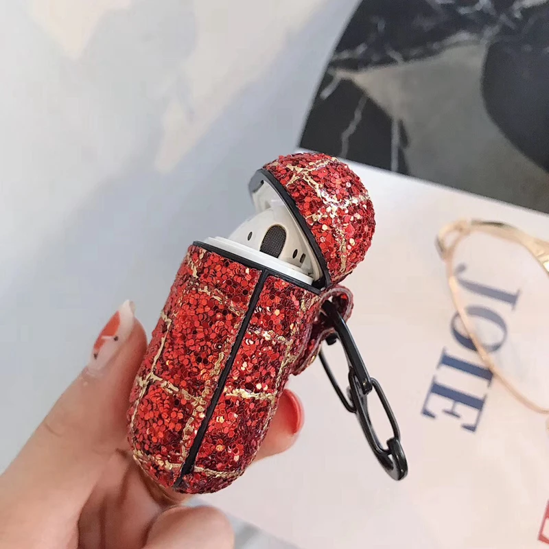Модный чехол для Apple AirPods 2 с блестками беспроводной bluetooth-наушник роскошный