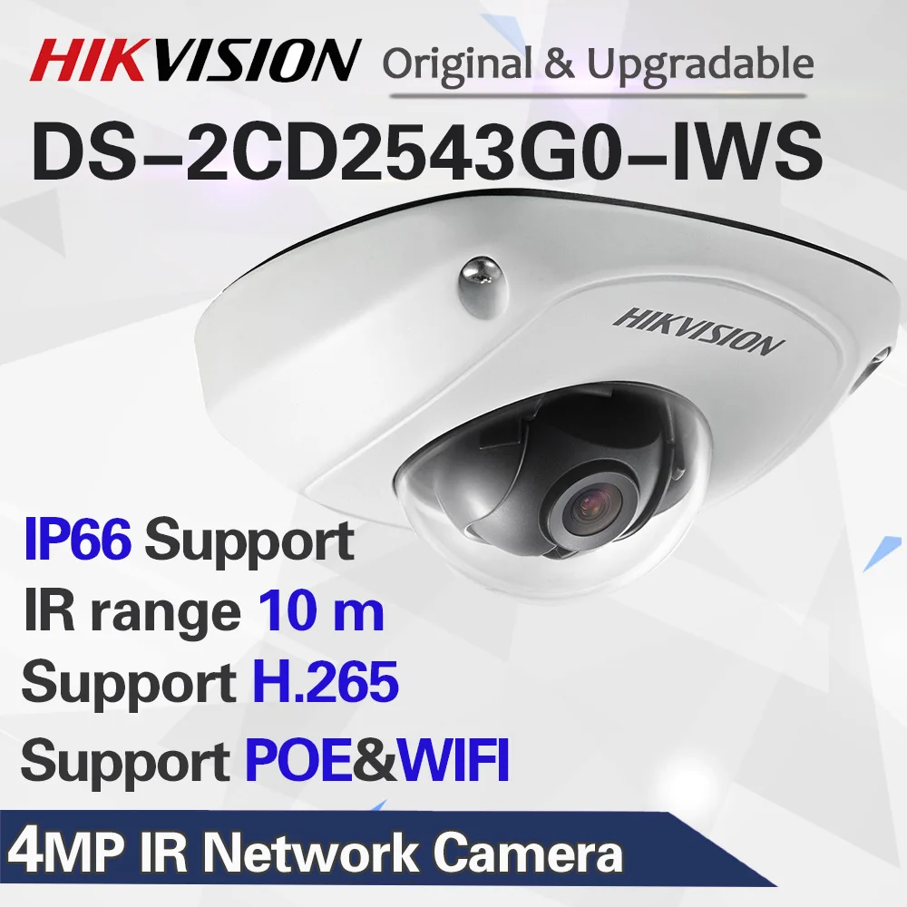 DS-2CD2543G0-IWS HIK видеонаблюдение WiFi камера 4MP беспроводной инфракрасный мини-купол ip-камеры безопасности POE H.265+ Встроенный микрофон