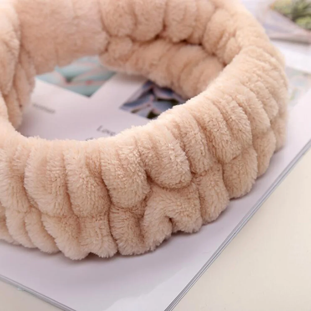 Симпатичная плюшевая повязка для волос с кроличьими ушками мытья лица Женская в