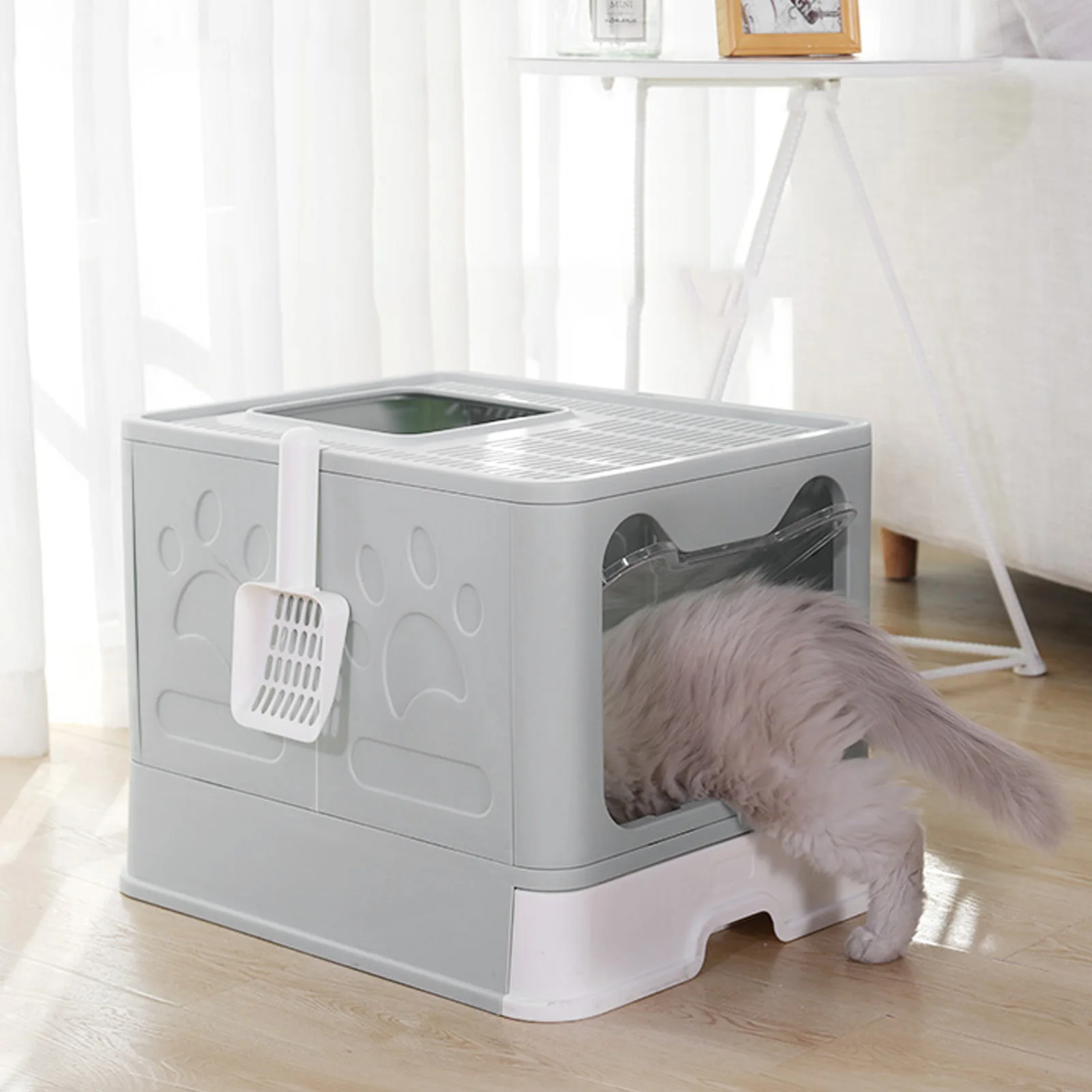 Ящик для кошачьего туалета полностью закрытый выдвижной ящик защита от брызг и