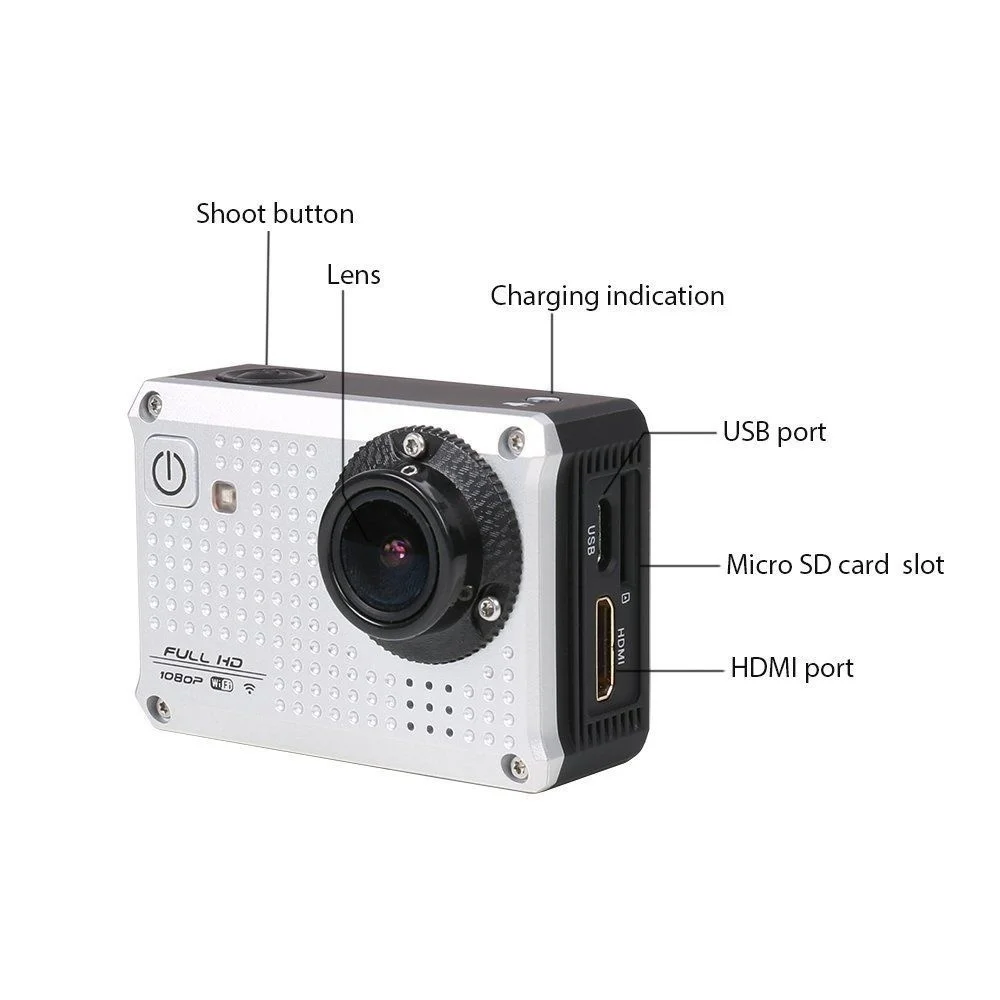 Wimius Silver S1 видеокамера с ЖК-экраном HD 1080P wifi Водонепроницаемая 30 метров Спортивная Экшн-камера