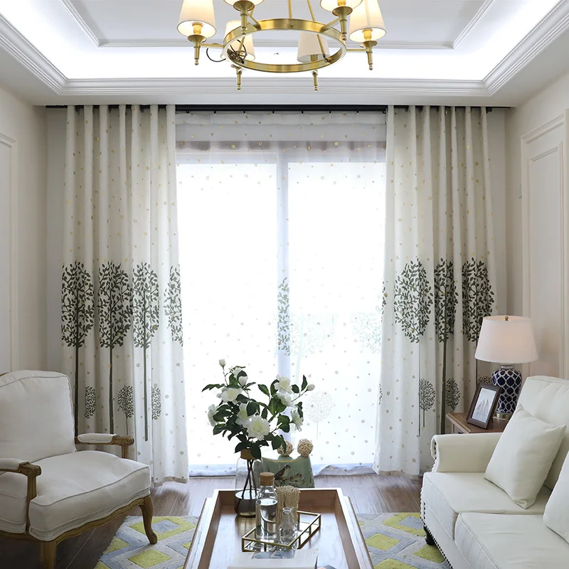 Американский кантри занавес снежные деревья узор для гостиной льняная