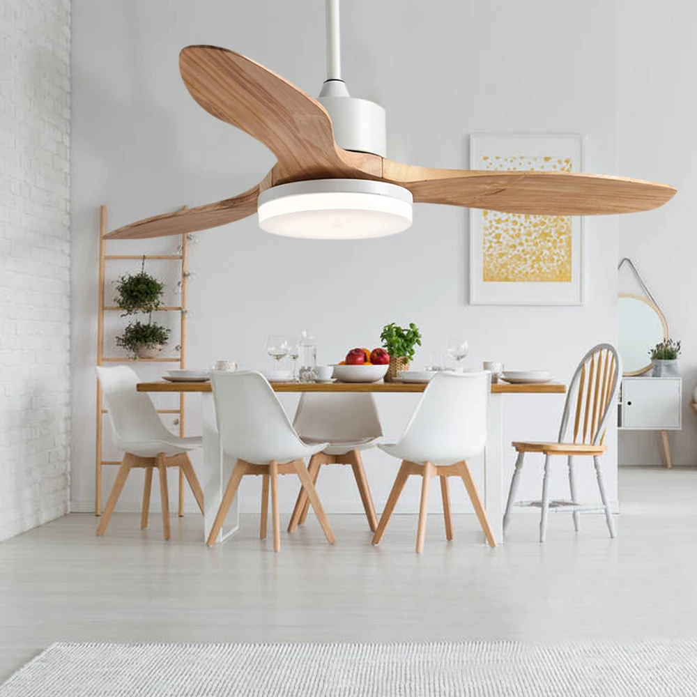 48 дюймов светодиодный бесшумный потолочный вентилятор деревянный лист лампа для