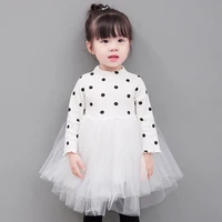 little kids dresses polka dot long sleeve sweater dress children knitted mesh puffy skirt toddler girls spring autumn clothing