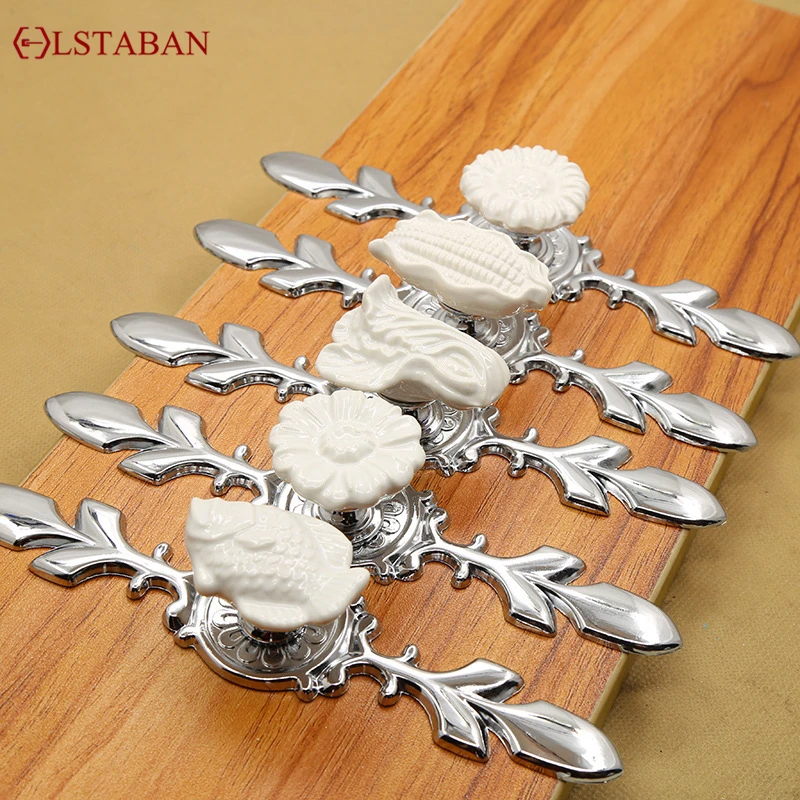 White Cartoon Single Hole Bright Chrome Knobs