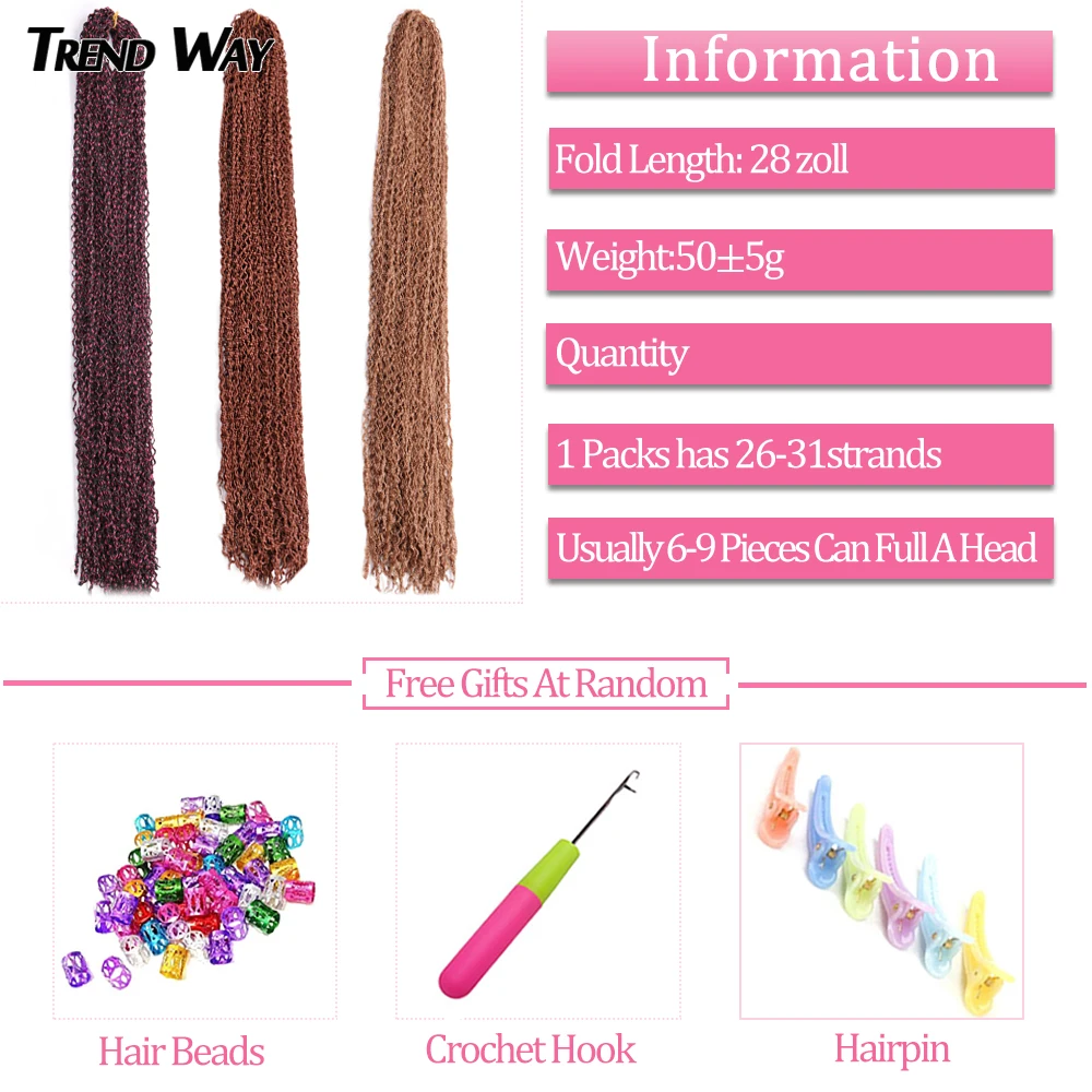 28 дюймов кудрявые Zizi Плетеный вязаный крючком волосы синтетические богемные