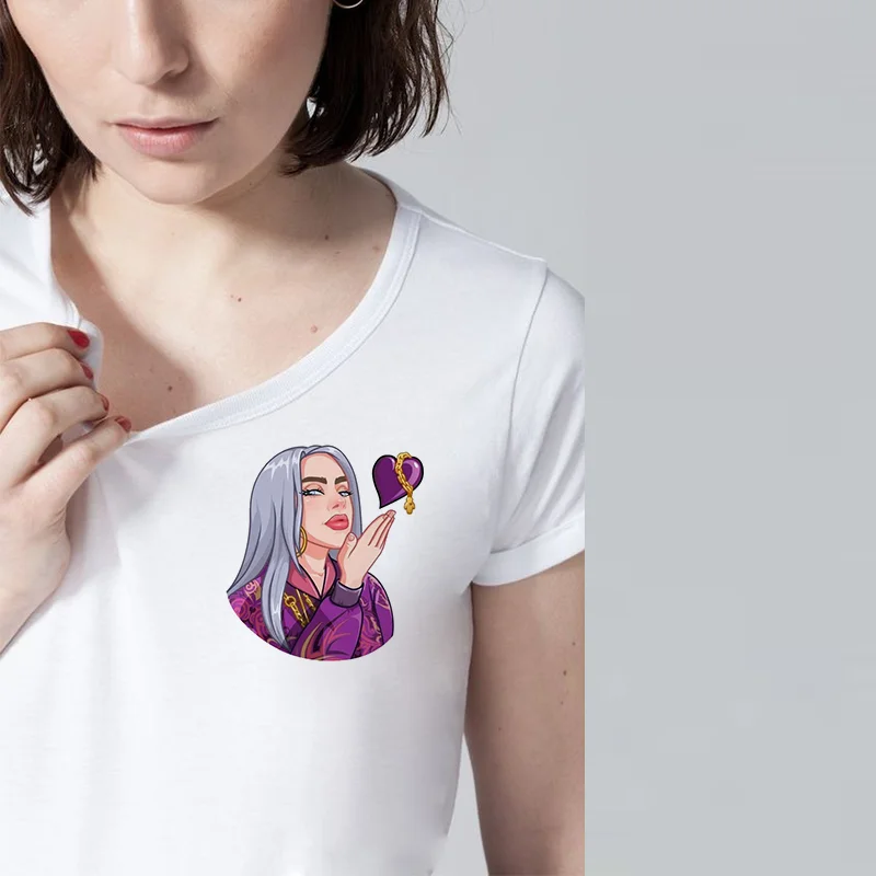 Новинка 2019 летние футболки billie eilish с забавным принтом женские хлопковые топы