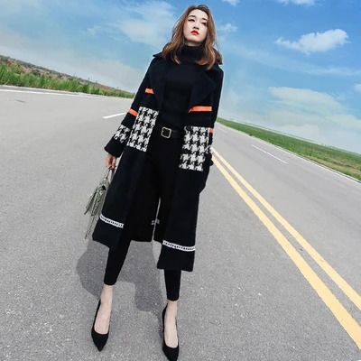 Брендовое шерстяное пальто 2020 новая осенне-зимняя женская одежда тысячи птиц