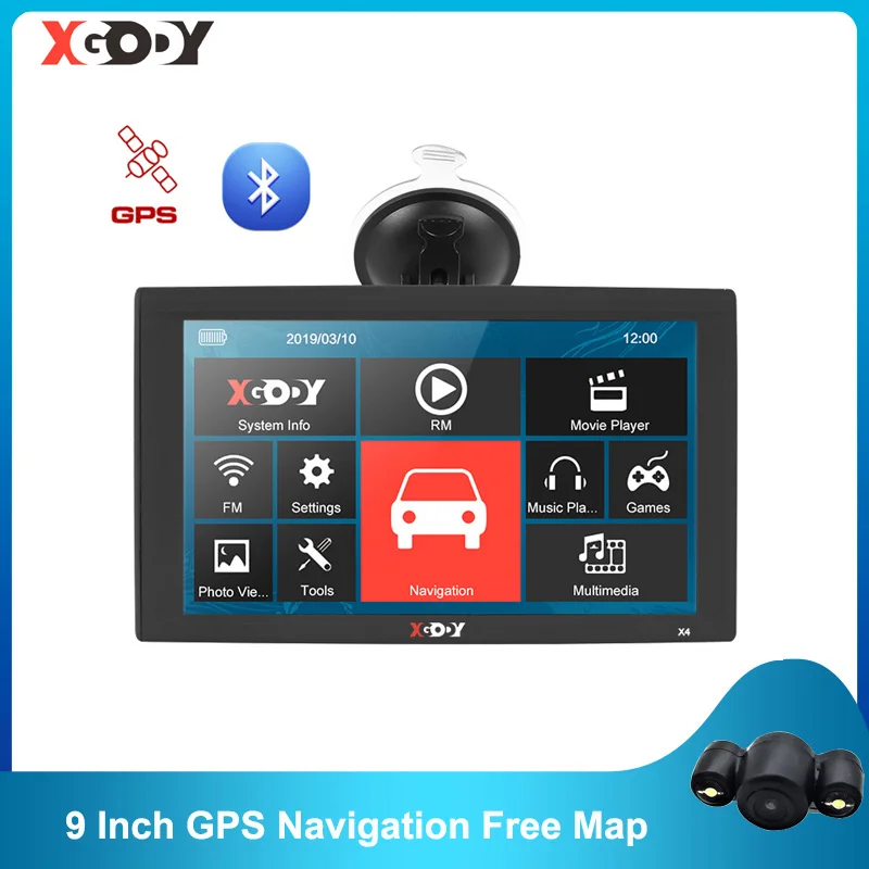 Автомобильный GPS навигатор XGODY X4 9 дюймов 256 Мб 8 ГБ Bluetooth спутниковая навигация FM