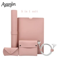 5 in 1 Luxury PU Leather Bags For Macbook Air 13 Case 11 12 New Pro 13 15 2018 2019 Sleeve Laptop Bag For Xiaomi Air 13.3 15.6