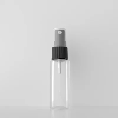 Clear Bottle Black 100 шт 20 мл миниатюрная белая пластиковая бутылка с распылителем 20cc пустой контейнер для распылителя духов Samll образец карманные бутылки - Цвет: Clear Bottle Black