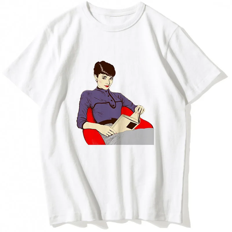 

2021 Women T Shirt Audrey Hepburn Aesthetic Print Female T-shirt Harajuku Pretty Tshirt Casual 90s New Fashion Vintage Tee
