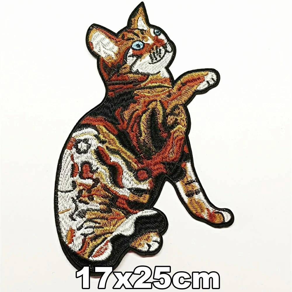 

Design iron-on large embroidery big cats animal cartoon patches for clothing HE-3264