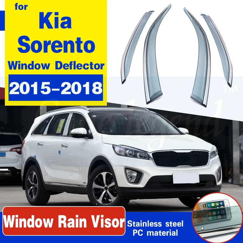 

Window Rain Protector For Kia Sorento 2015 2016 2017 2018 Window Visor Vent Shades Sun Rain Deflector Guards Accessories 4pcs