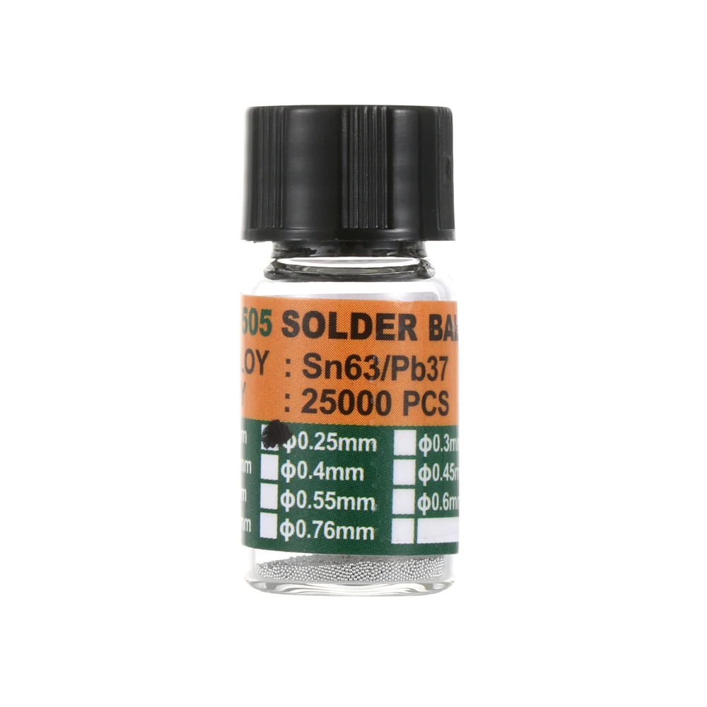 0.25mm 0,2-0,65 мм 25000 шт./бутылки шары для реболлинга этилированного Для микросхема паяльные принадлежности паяльной Шар сделанный из жести Sn63/Pb37 Rewor - Цвет: 0.25mm