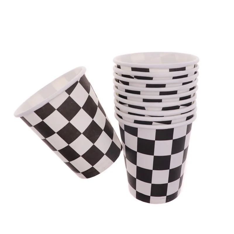 20 шт./лот модные черно-белые сетчатые тематические 10 бумажных стаканчиков +