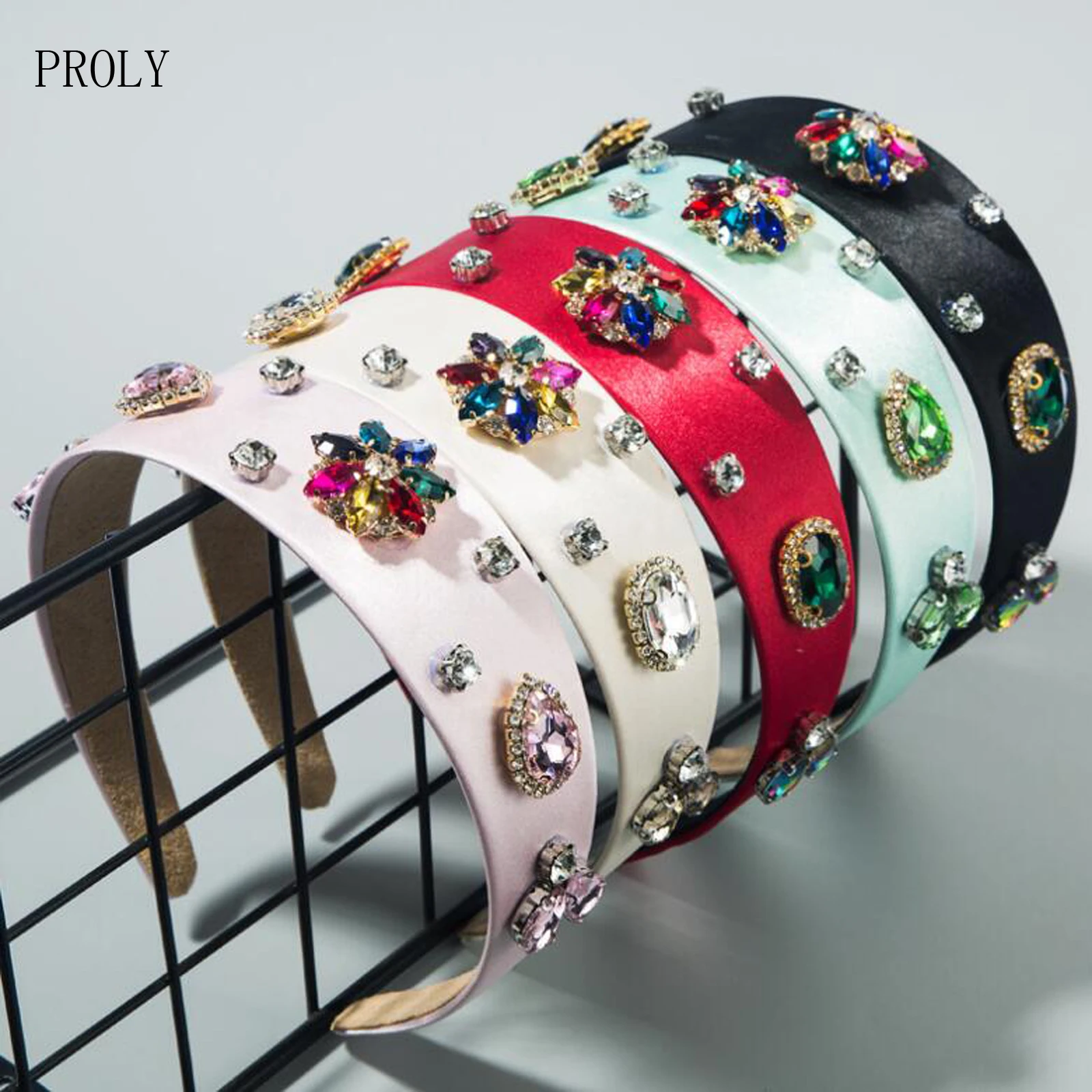 Женский винтажный ободок со стразами PROLY широкий в стиле барокко стеклом