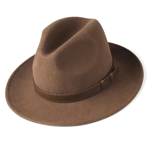 light brown 3 FURTALK Fedora шляпа для женщин и мужчин австралийская шерстяная фетровая шляпа с широкими полями винтажная джазовая фетровая шляпа для пары зимняя шапка для женщин - Цвет: light brown 3