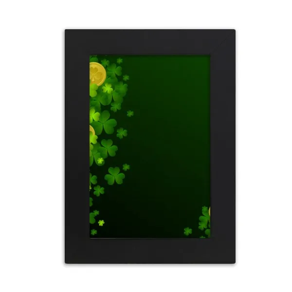 

Clover Gold Ireland St.Patrick's Day Desktop Photo Frame Picture Black Art Painting 5x7 inch