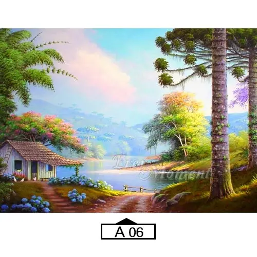 A06 Алмазная картина Ever Moment, пейзаж, дом, река, Полная площадь, стразы, 5D, сделай сам, алмазная вышивка ASF1807 - Цвет: A06
