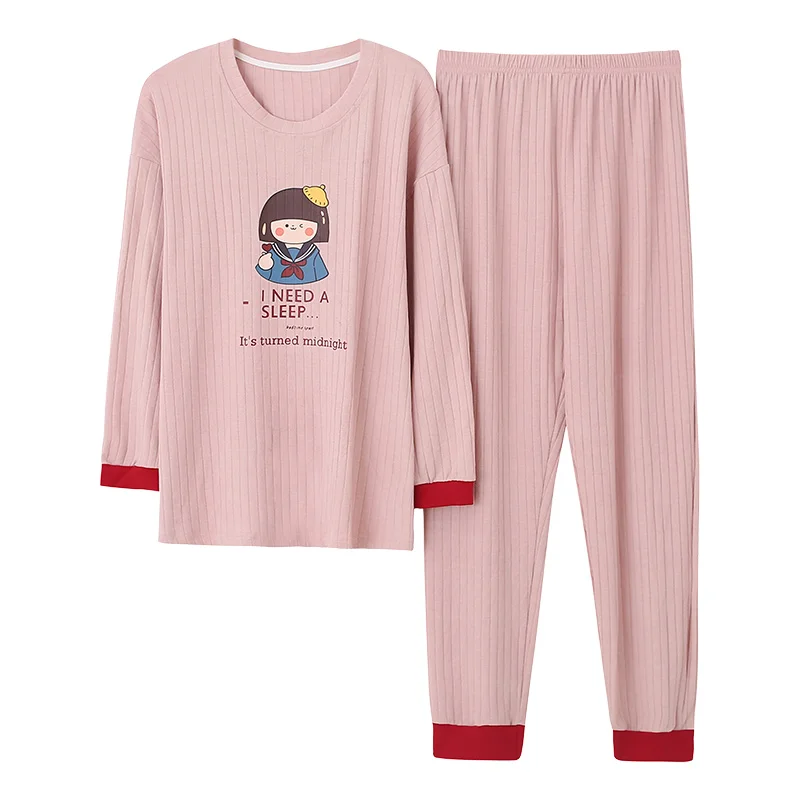 

Young Girl Sleepwear Sets Leisure Clothes Spring Long Sleeved Women Pajamas Fashion Printing Pyjamas Lovely home clothing
