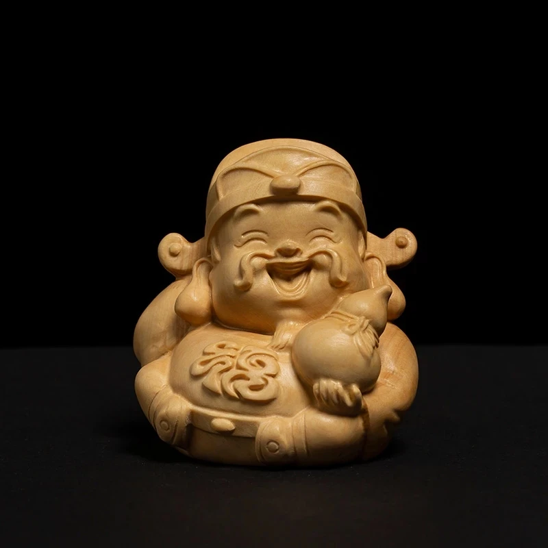 

6CM Fu Lu Shou, longevity Fuxing statue, solid wood Buxus statues Traveling souvenirs abroad room decoration
