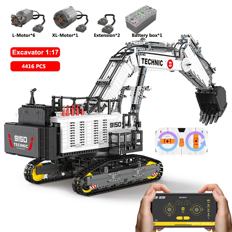 

High-tech Bricks Remote Control 42100 Liebherrs Excavator R9800 Motor Power Car Model Kit Building Blocks DIY TOYS