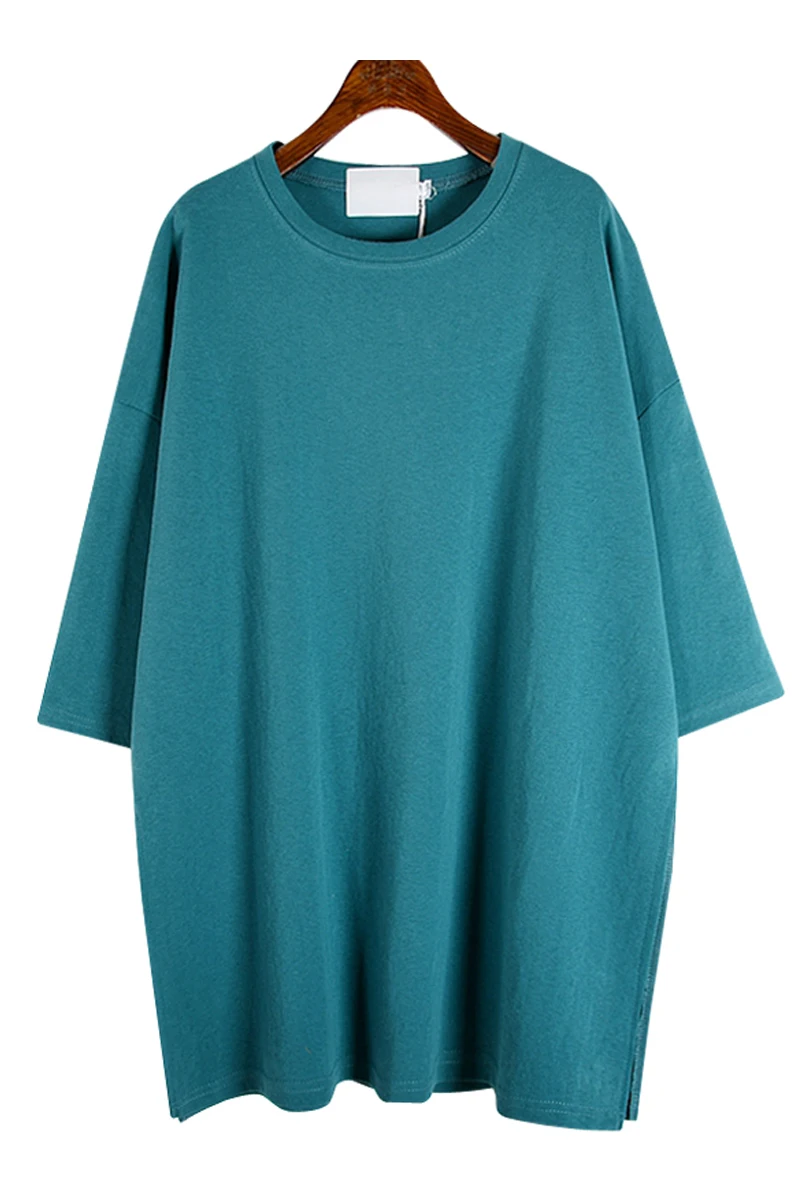 

IEQJ 2021 new women loose clothes round three quarter sleeves pullover loose T-shirt female top big size WP77105