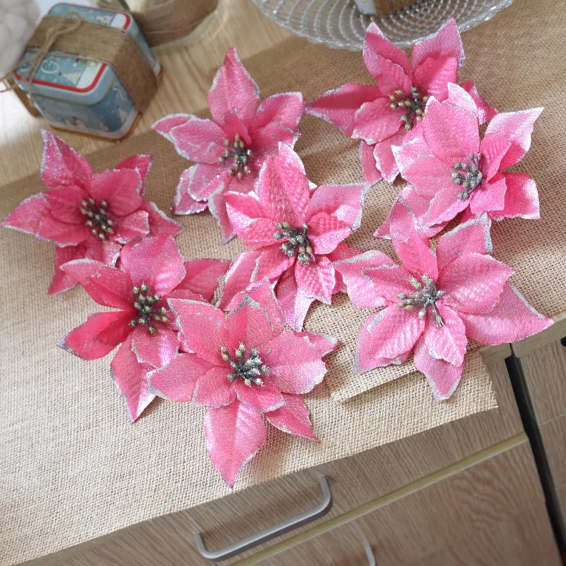 Новинка 10 шт. блестящие цветы Рождественская елка украшения Свадебная вечеринка