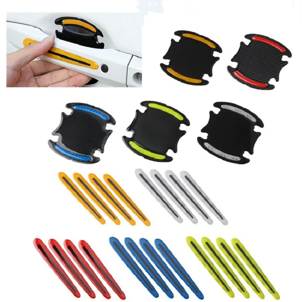 

Car Door Handle Stickers Carbon Fiber Type Reflective Anti Scratch Vehicle Handle Scratch Protection Door Handle Protective Film