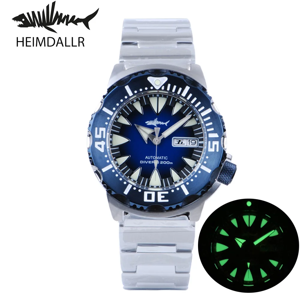 

Heimdallr Men's Automatic Watch Gradient Blue Dial Sapphire Crystal 200M Water Resistance NH36A Movement Men's Diver Wristwatch