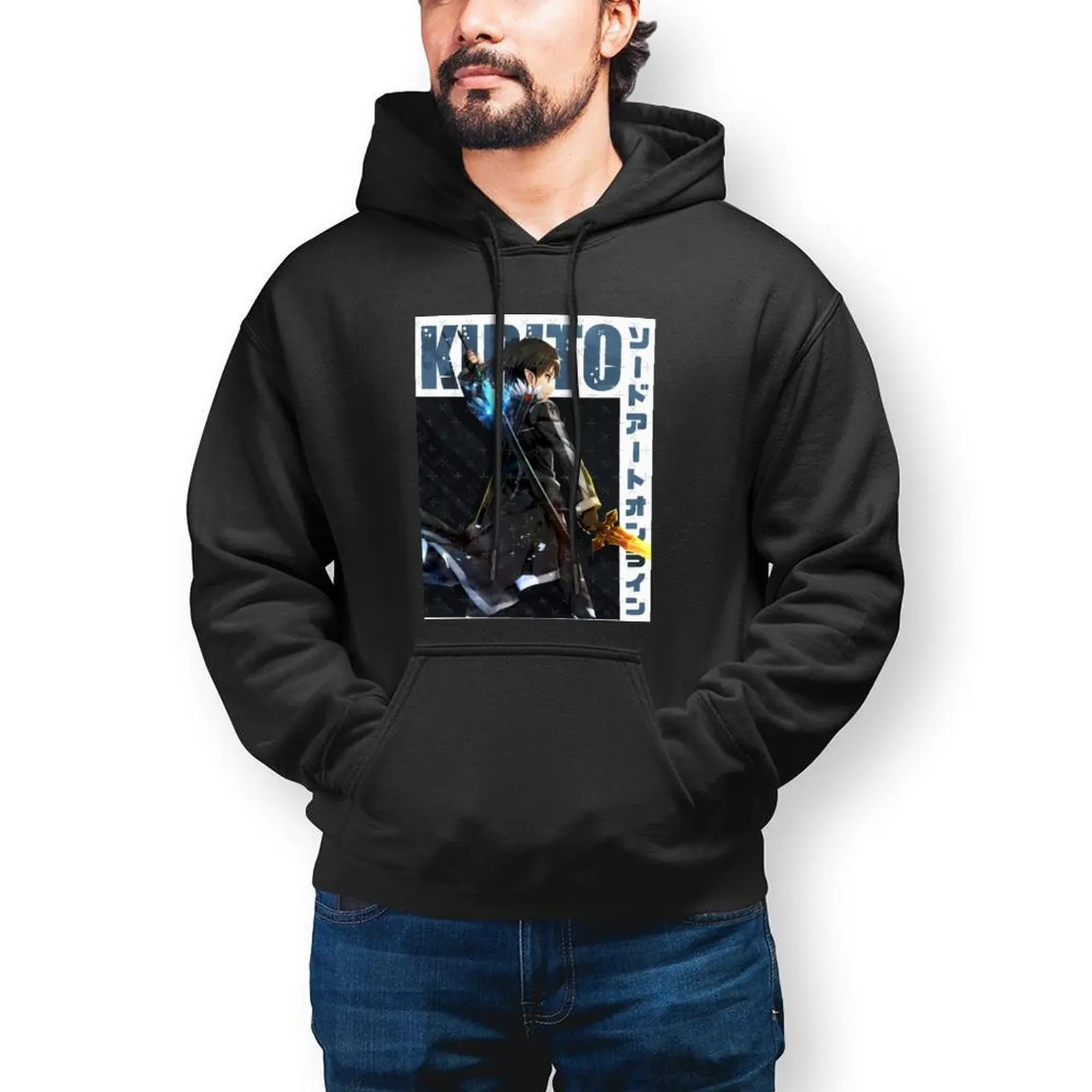 

Толстовка с капюшоном в стиле аниме, свободные зимние толстовки, классные мужские большие размеры с длинным рукавом