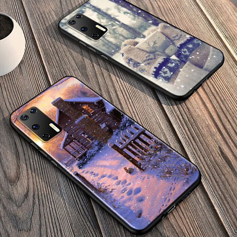 

Silicone Cover Landscape Winter Light Snow For Huawei P40 P30 P20 Pro P10 P9 P8 Lite E Plus 2019 2017 Phone Case