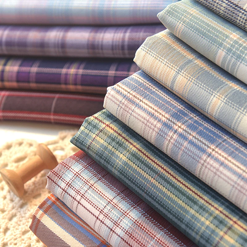 

Plaid Polyester Fabric College Style Plaid fabric for Dress Top Clothing Picnic Mat Handmade DIY Fabric