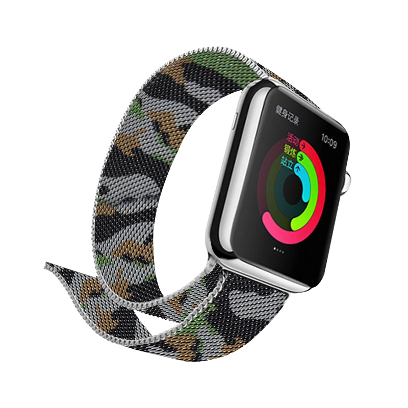 Камуфляжный коричневый ремешок для часов, Миланский ремешок для Apple Watch, 40 мм, ремешок 44 мм, серия 4, магнитные браслеты, браслет на запястье для Iwatch 38, 42