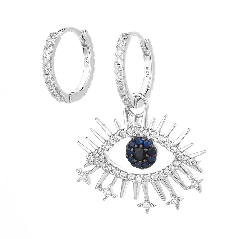 

S925 Sterling Silver Classic Devil's Eye Asymmetric Earrings Female Fashion Personality Simple Fine Jewelry Luxury Hot Sale Styl