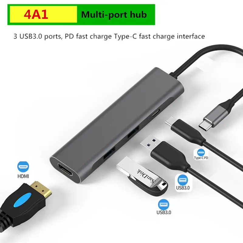 4 в 1 концентратор для Xiaomi huawei ноутбук samsung S8 9+ 10 USB-C к HDMI док-станция PD адаптер питания быстрая зарядка для huawei P30