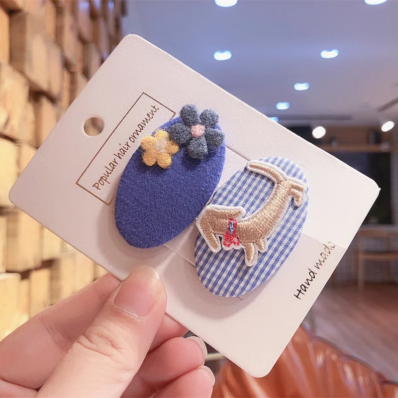 2 шт. новые корейские Детские Мультяшные зажимы для волос модные милые тканевые