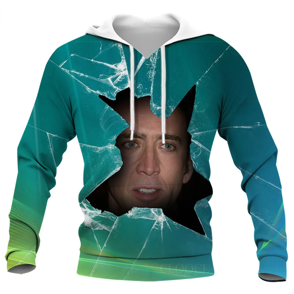 

CLOOCL Christmas Funny Actor Nicolas Cage Stare At You Hoodie Men Women 3D All Over Printed Autumn Unisex Hooded Pullover