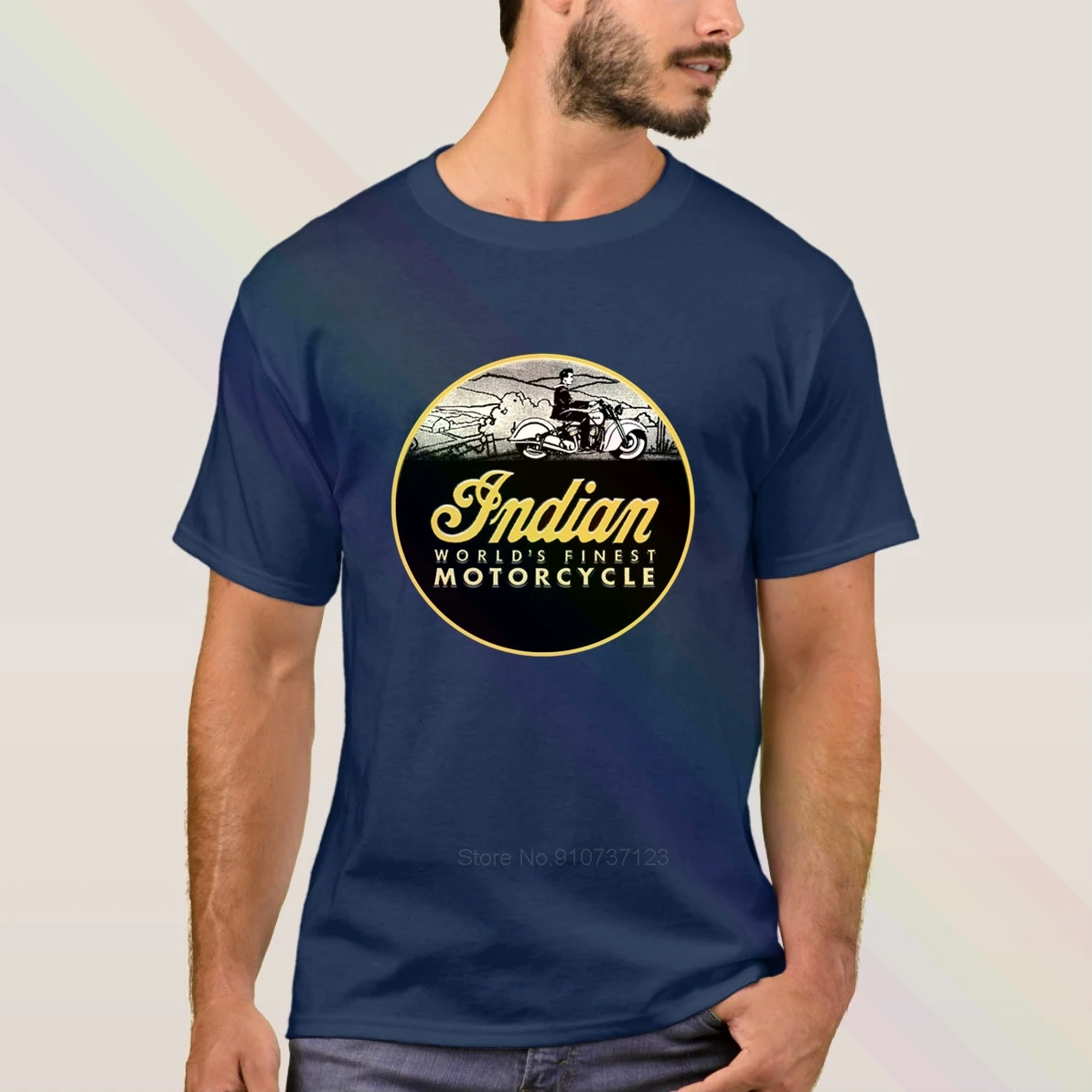 

2020 Newest Indian World's Finest Classic Logo T-Shirt Motorcycle Summer Men's Short Sleeve Popular Tees Shirt Tops Unisex