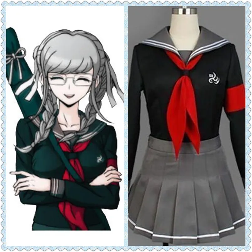 

Anime Dangan Ronpa Sayonara Zetsubou Gakuen Cosplay Costume Cute JK Uniform Girl Peko Pekoyama Sailor Collar Pleated Skirt Suit