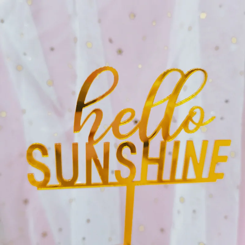 OH Baby акриловый торт Топпер золотой Hello Sunshine Cupcake для детского душа Дети Девочки