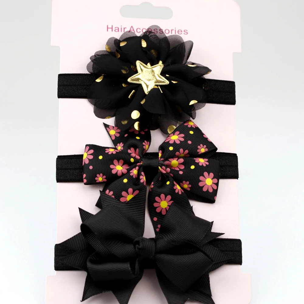 3 шт/карта шифон цветок бант повязка на голову для ребенка девушки аксессуары