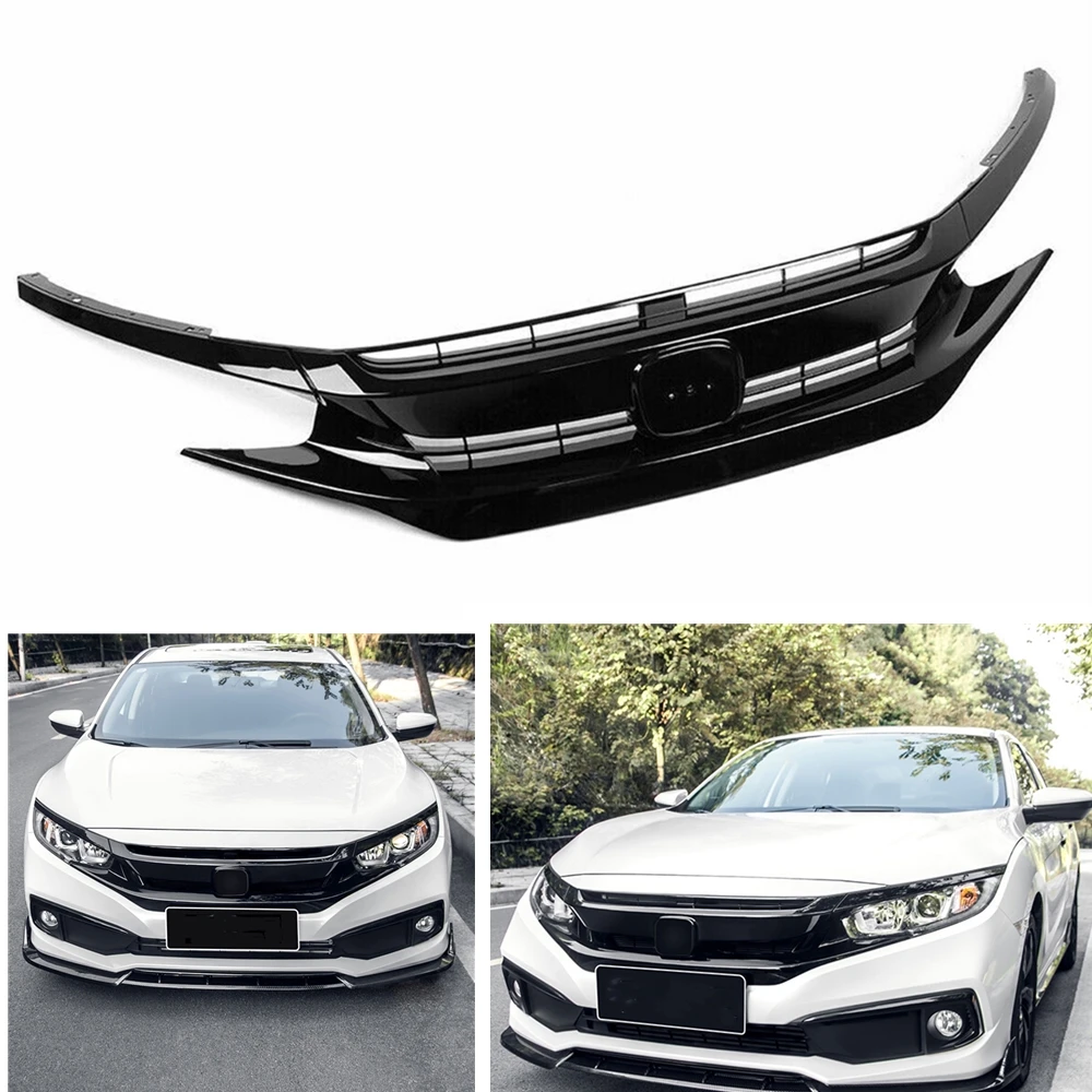 

Передняя решетка радиатора для Honda Civic 10, 2016, 2017, 2018, купе, гоночные решетки, верхний Впускной бампер, строительный сплиттер, спойлер