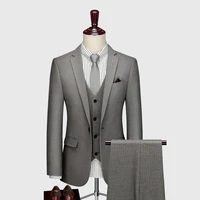 brown gray men blazer slim fit casual blazers groomsmen suits wedding dress 2 pcs fashion mannen pak broek mens suit be50xf