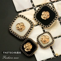 6pcs metal gold flower square buttons for clothing fashion coat fragrant vintage wind sweater cardigan sewing buttons clothes